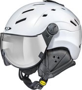 CP Helmets Camurai Parelwit Glanzend met Witte Vario Spiegel Vizier - Skihelm - 58-60 cm omtrek