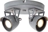 BRILLIANT lamp Ka Spotrondell 2flg grijs beton | 2x PAR51, GU10, 5W, geschikt voor reflectorlampen (niet inbegrepen) | Schaal A ++ tot E | Hoofden draaien