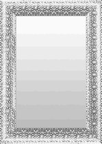 Bloemen Spiegel Zilver Wit 52x72 cm – Flinder – Zilveren Wandspiegel – Design Hal Spiegels – Muur Spiegel – Perfecthomeshop