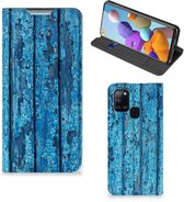 Telefoonhoesje Geschikt voor Samsung Galaxy A21s Magnet Case Wood Blue