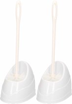 2x Witte toiletborstels/wc borstels met houder - 45,5 x 19,5 cm - Toiletborstelhouders / wc-borstelhouders voor toilet - Schoonmaakartikelen