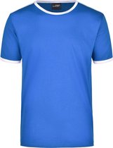 Blauw met wit heren t-shirt 2XL