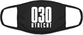 Utrecht 030 mondkapje | gezichtsmasker | bescherming | bedrukt | logo | Zwart mondmasker van katoen, uitwasbaar & herbruikbaar. Geschikt voor OV