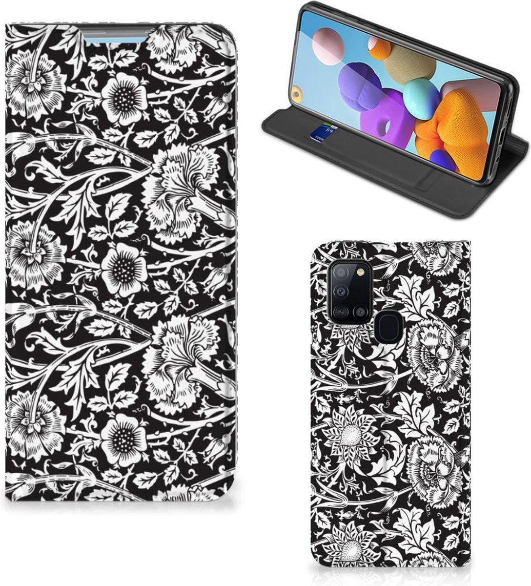 Samsung Galaxy A21s Smart Cover Black Flowers