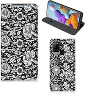 Beschermhoes Geschikt voor Samsung Galaxy A21s Smart Cover Zwart Bloemen