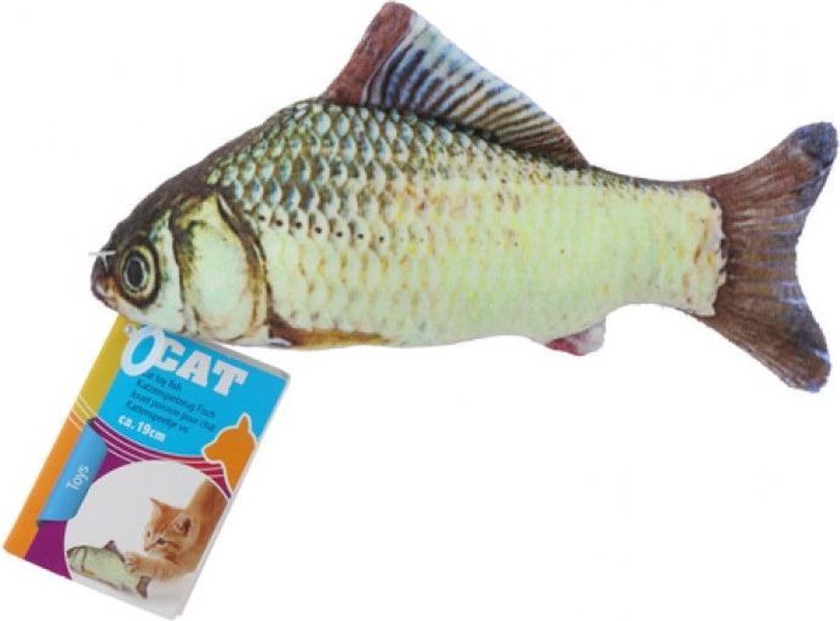 1x Kattenspeeltjes vissen knuffels 19 cm - karper - Speelgoed vissen voor katten