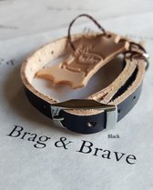 Leren kattenhalsbandje met naam / adres - kleur black (zwart)