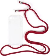 Shop4 - iPhone SE (2022) / SE (2020) / 8 / 7 Hoesje - Zachte Back Case met Koord Donker Rood