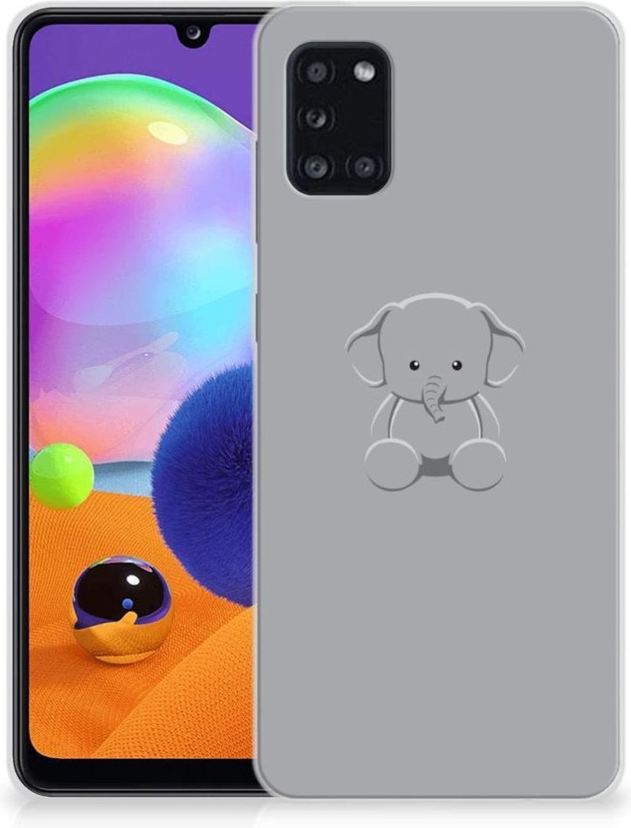 Samsung Galaxy A31 Telefoonhoesje met Naam Grijs Baby Olifant