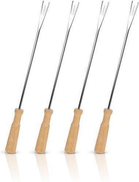 Boska Fonduevorken Oslo - Set van 4 Vorkjes - met Extra Grip - Zilver/Bruin van Boska — afbeelding 3