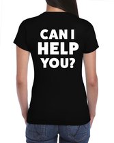 Can I help you t-shirt zwart voor dames - bedrukking aan achterkant - beurzen en evenementen - vraagbak / hulp shirt 2XL