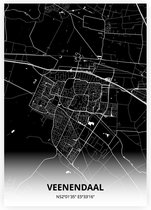 Veenendaal plattegrond - A2 poster - Zwarte stijl