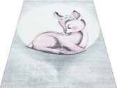 Vloerkleed kinderkamer Bambi - roze - 80x150 cm