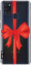 Casetastic Samsung Galaxy A21s (2020) Hoesje - Softcover Hoesje met Design - Christmas Ribbon Print