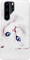 ADEL Siliconen Back Cover Softcase Hoesje Geschikt voor Huawei P30 Pro - Kat Wit