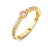 Twice As Nice Ring in 18kt verguld zilver, rij roze zirkonen met 1 grote zirkoon  54