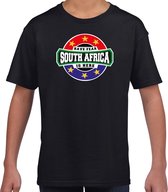 Have fear South Africa is here t-shirt met sterren embleem in de kleuren van de Zuid Afrikaanse vlag - zwart - kids - Zuid Afrika supporter / Afrikaans elftal fan shirt / EK / WK / kleding 146/152