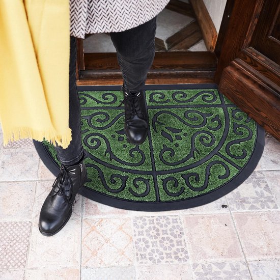relaxdays deurmat halfrond rubber - schoonloopmat - voetmat - grove mat  voor buiten -... | bol.com