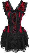 Attitude Holland Korte korset jurk -XL- Burlesque dress short Gothic, vampire, victoriaans Rood/Zwart