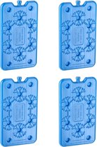 4x Blauwe koelelementen 400 gram 14 x 25 cm - Koelblokken/koelelementen voor koeltas/koelbox