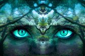 Diamond Painting Mystery Forest Eyes 50x75cm. (Volledige bedekking - Vierkante steentjes) diamondpainting inclusief tools