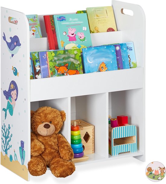 Relaxdays kinderkast speelgoed - speelgoedkast - opbergkast kinderkamer - boekenkast - rek - B