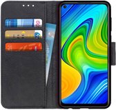 Xiaomi Redmi Note 9 Lychee Portemonnee Hoesje Zwart