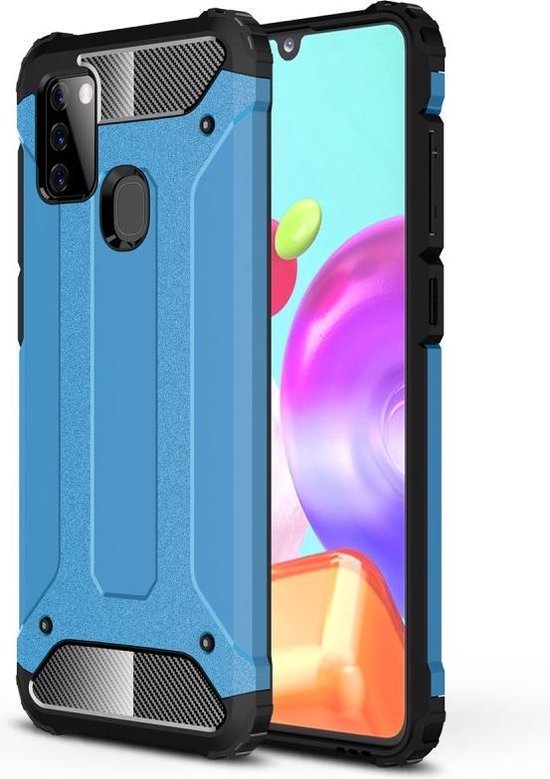 Armor Hybrid Back Cover Samsung Galaxy A21s Hoesje Lichtblauw