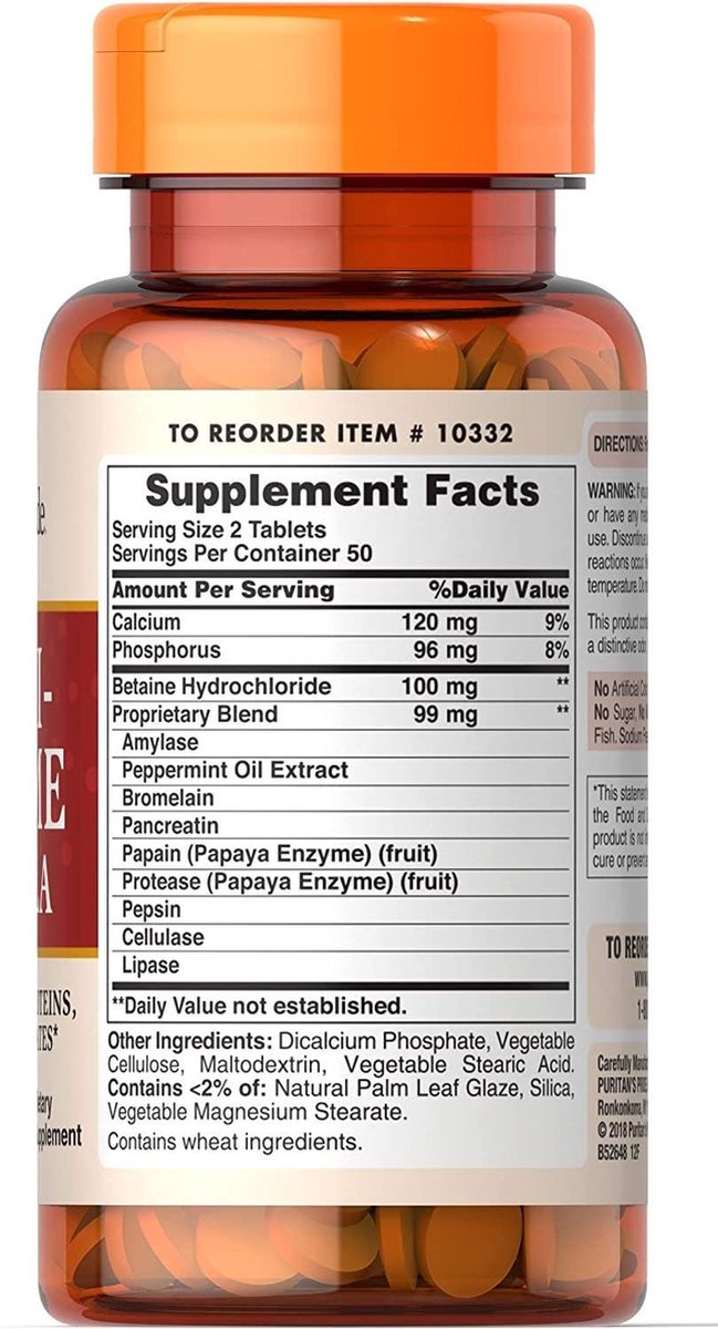 Puritan's Pride Multi Enzyme Formula 100 Tabletten 10332 bol