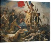 De vrijheid leidt het volk, Eugène Delacroix - Foto op Canvas - 100 x 75 cm