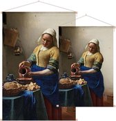 Het melkmeisje, Johannes Vermeer - Foto op Textielposter - 120 x 180 cm