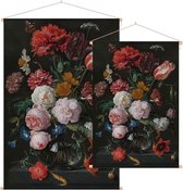 Stilleven met bloemen in een glazen vaas, Jan Davidsz. de Heem - Foto op Textielposter - 40 x 60 cm