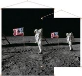 Armstrong photographs Buzz Aldrin (maanlanding) - Foto op Textielposter - 120 x 160 cm