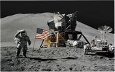 Astronaut salutes beside U.S. flag (maanlanding) - Foto op Forex - 150 x 100 cm