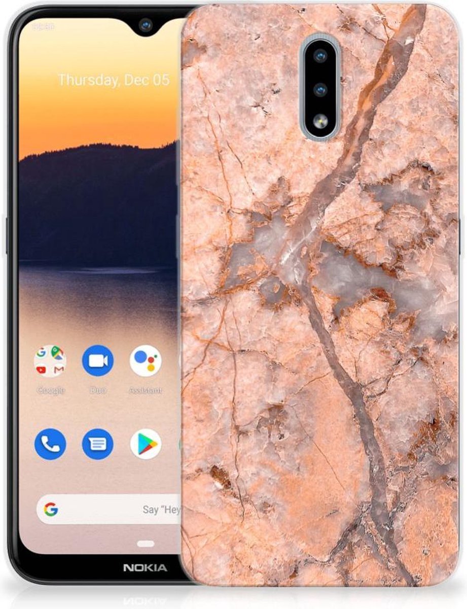 Nokia 2.3 TPU Siliconen Hoesje Marmer Oranje