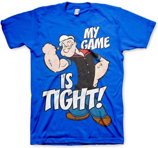 Popeye Heren Tshirt Game Is Tight Blauw