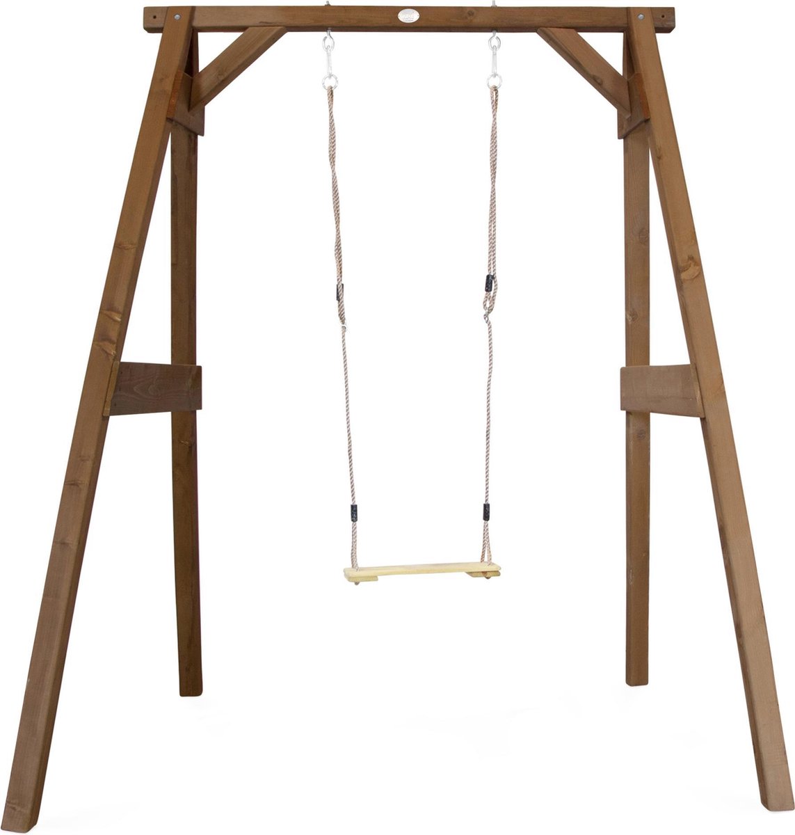 AXI Enkele Houten Schommel in Bruin - FSC hout - Vrijstaande schommelset voor kinderen met houten schommelzitje - Schommelset voor kinderen - 10 jaar Garantie!