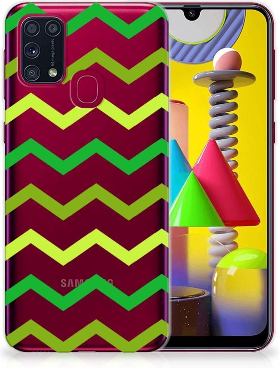 Samsung Galaxy M31 TPU bumper Zigzag Groen