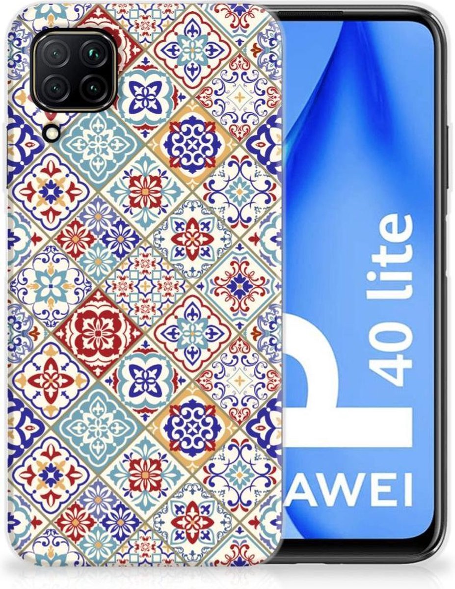 Huawei P40 Lite TPU Siliconen Hoesje Tiles Color