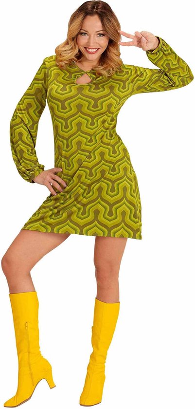 WIDMANN - Groovy groen jaren 70 kostuum voor vrouwen - Medium