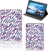 Leuk Hoes Lenovo Tablet M10 Cover met Magneetsluiting Feathers Color