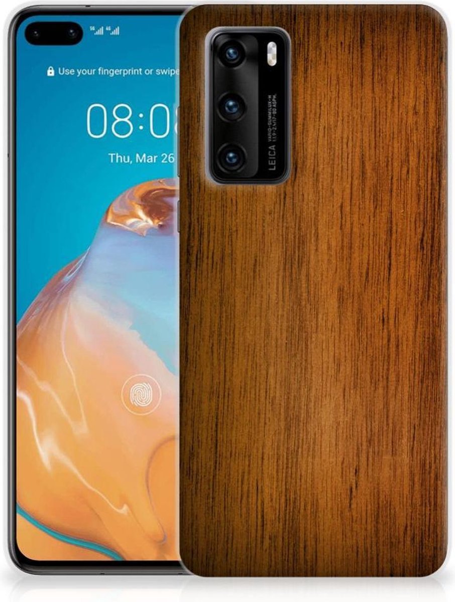 Huawei P40 Bumper Hoesje Donker Hout