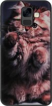 ADEL Siliconen Back Cover Softcase Hoesje voor Samsung Galaxy A6 Plus (2018) - Kat Schattig