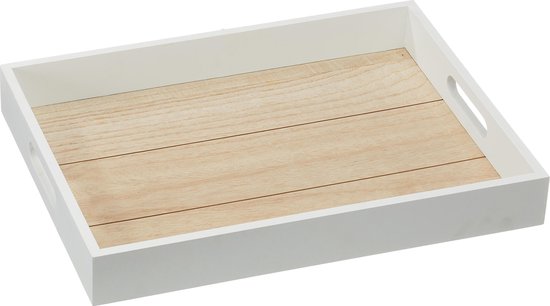 Déco maison ou plateau de cuisine bois / blanc 40 x 30 cm - Plateaux de  service