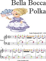 Bella Bocca Polka Easy Piano Sheet Music with Colored Notes
