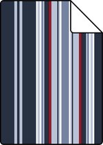 Proefstaal ESTAhome behang strepen marine blauw en rood - 136419 - 26,5 x 21 cm