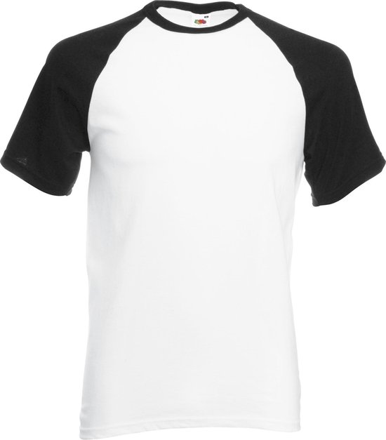 Shortsleeve Baseball T-shirt (Wit / Zwart) L