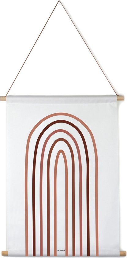 Villa Madelief Interieurbanner regenboog - Textielposter - 60x80cm - Wandkleed - Wandtapijt - Wanddecoratie voor thuis - Makkelijk op te hangen - Poster met houten hangers