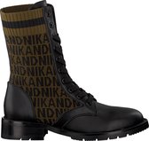 Nik & Nik Meisjes Veterboots Brandy Jacquard Boots - Zwart - Maat 38