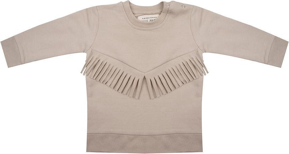 Little Indians Sweater Boho Meisjes Katoen Taupe Maat 80
